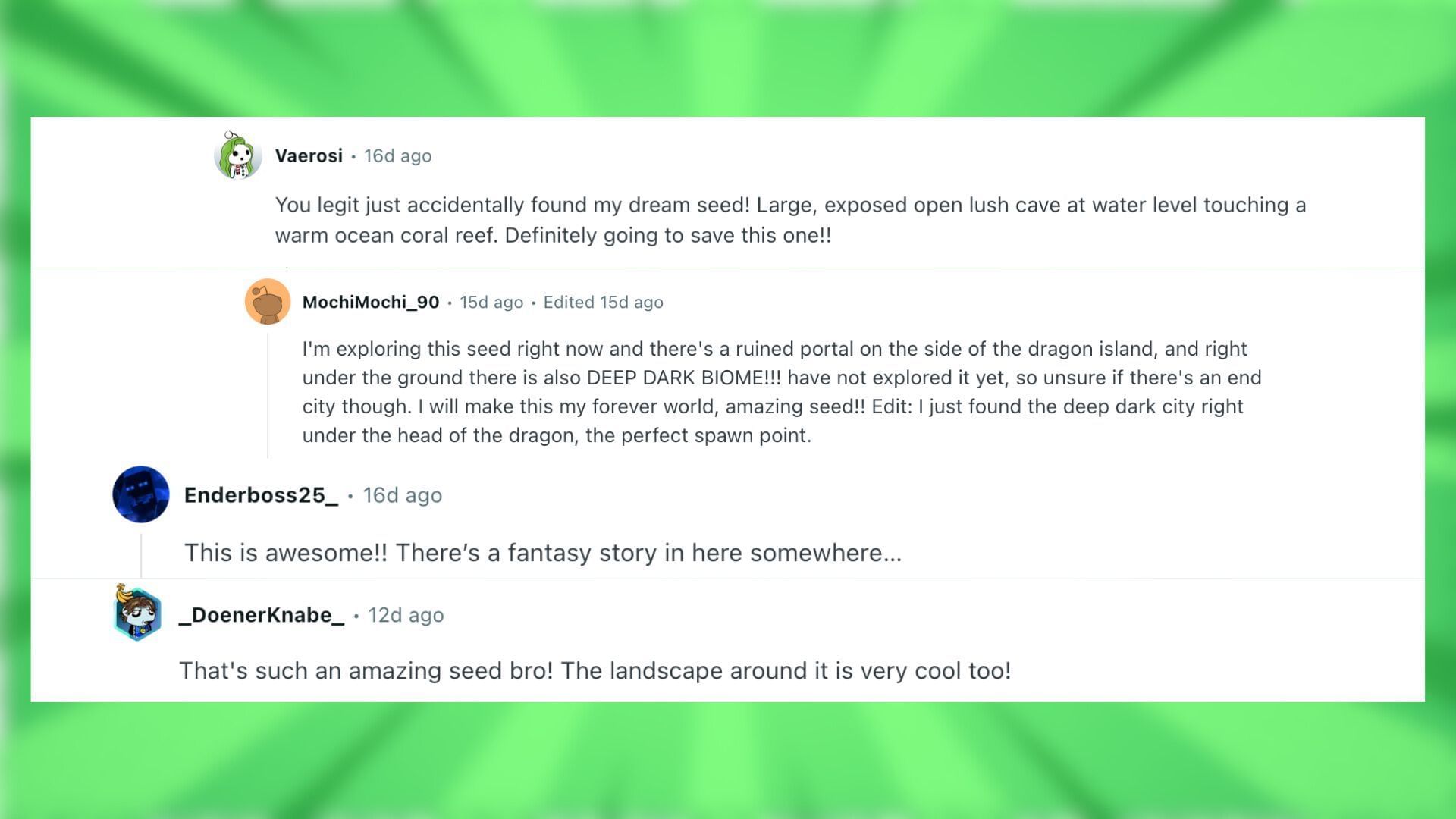 Redditors talk about the unique cliff in Minecraft and what else they found near it (Image via Reddit)