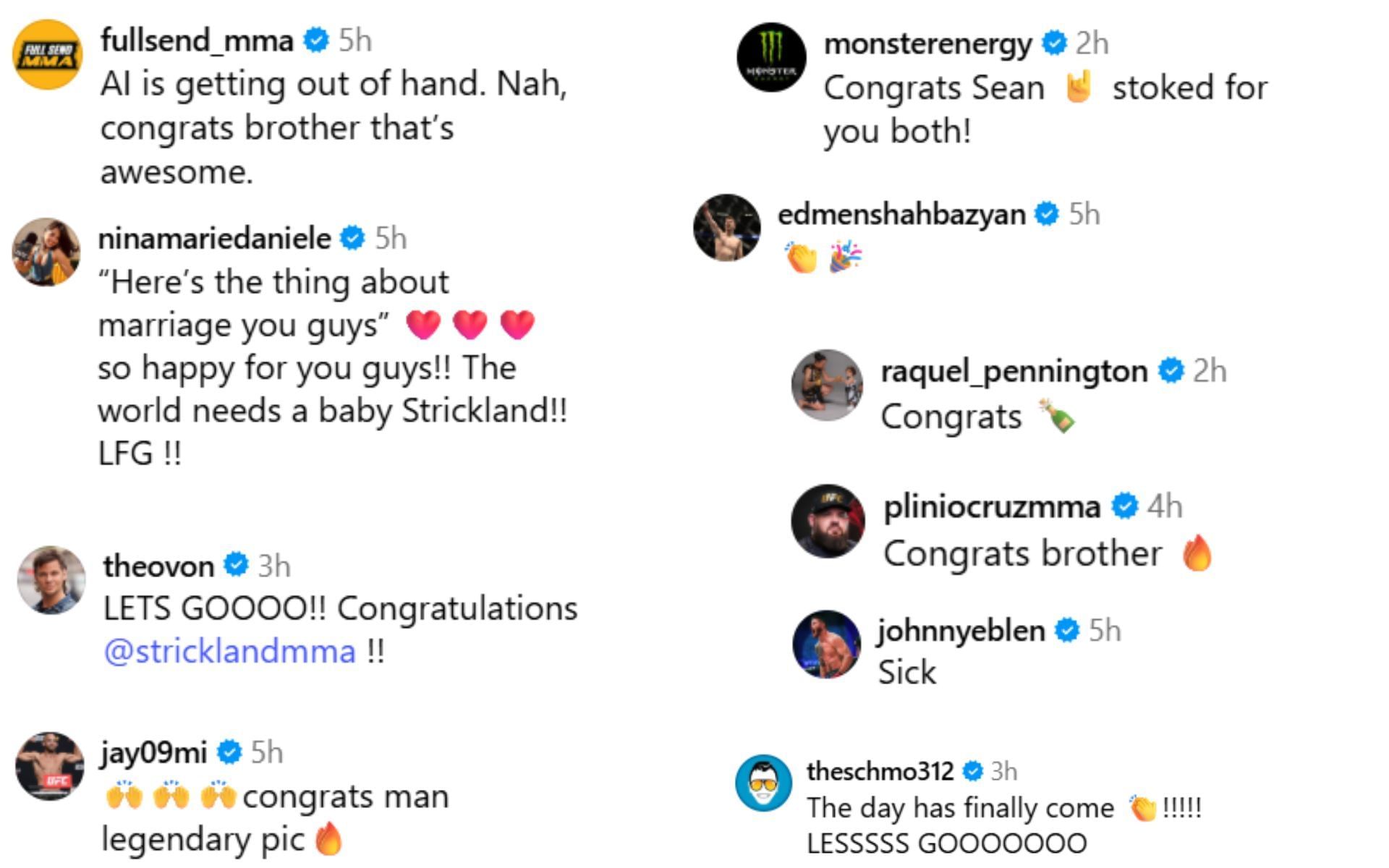 MMA community&#039;s reactions to Sean Strickland&#039;s wedding picture. [Image courtesy: @stricklandmma on Instagram]