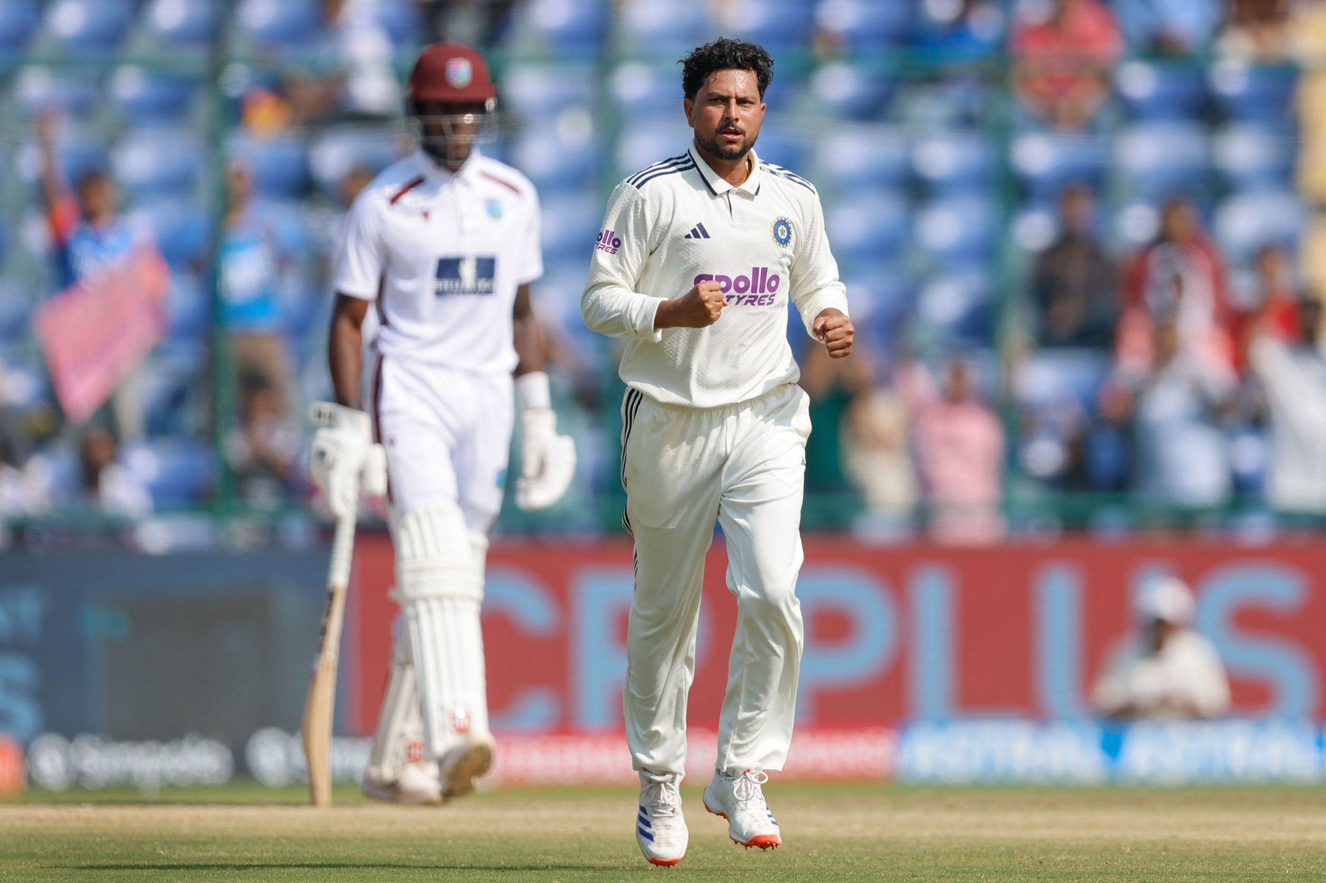 Kuldeep Yadav celebrates a wicket. (Image Credits: BCCI X)
