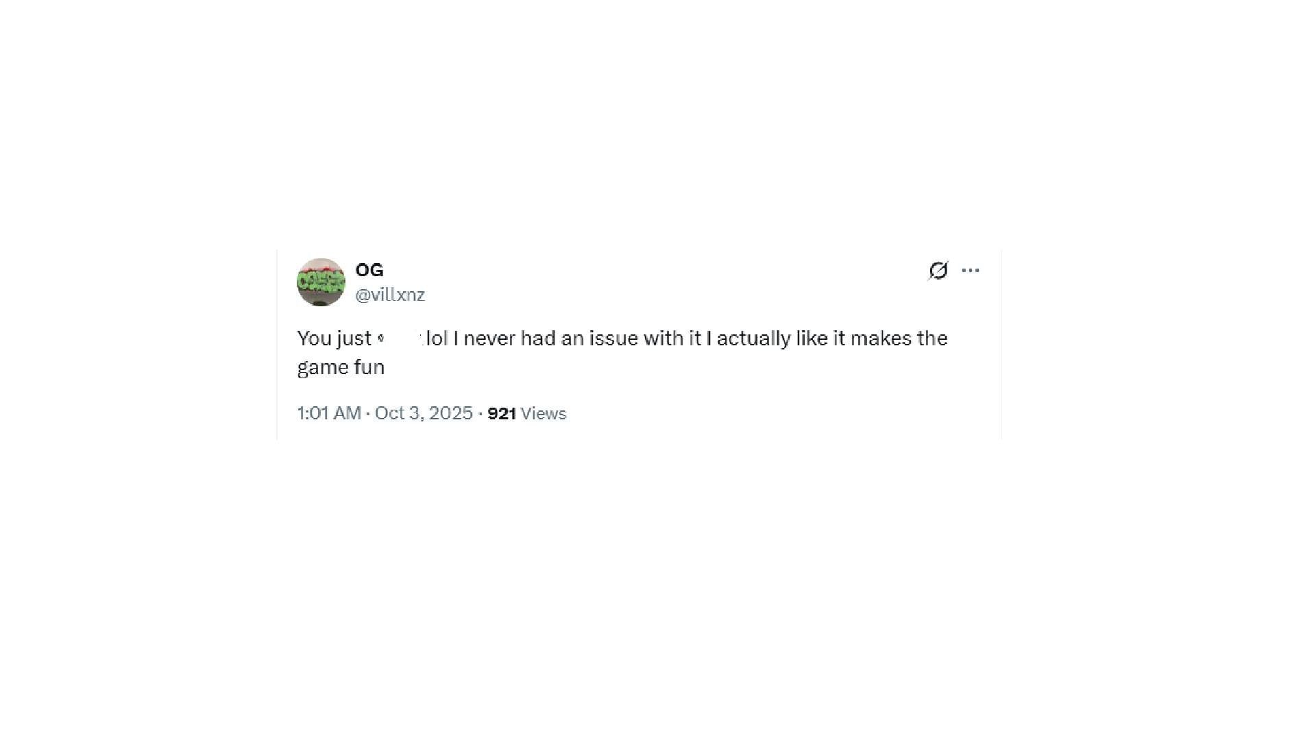 A positive response from a user (Image via X@Vilxnz)