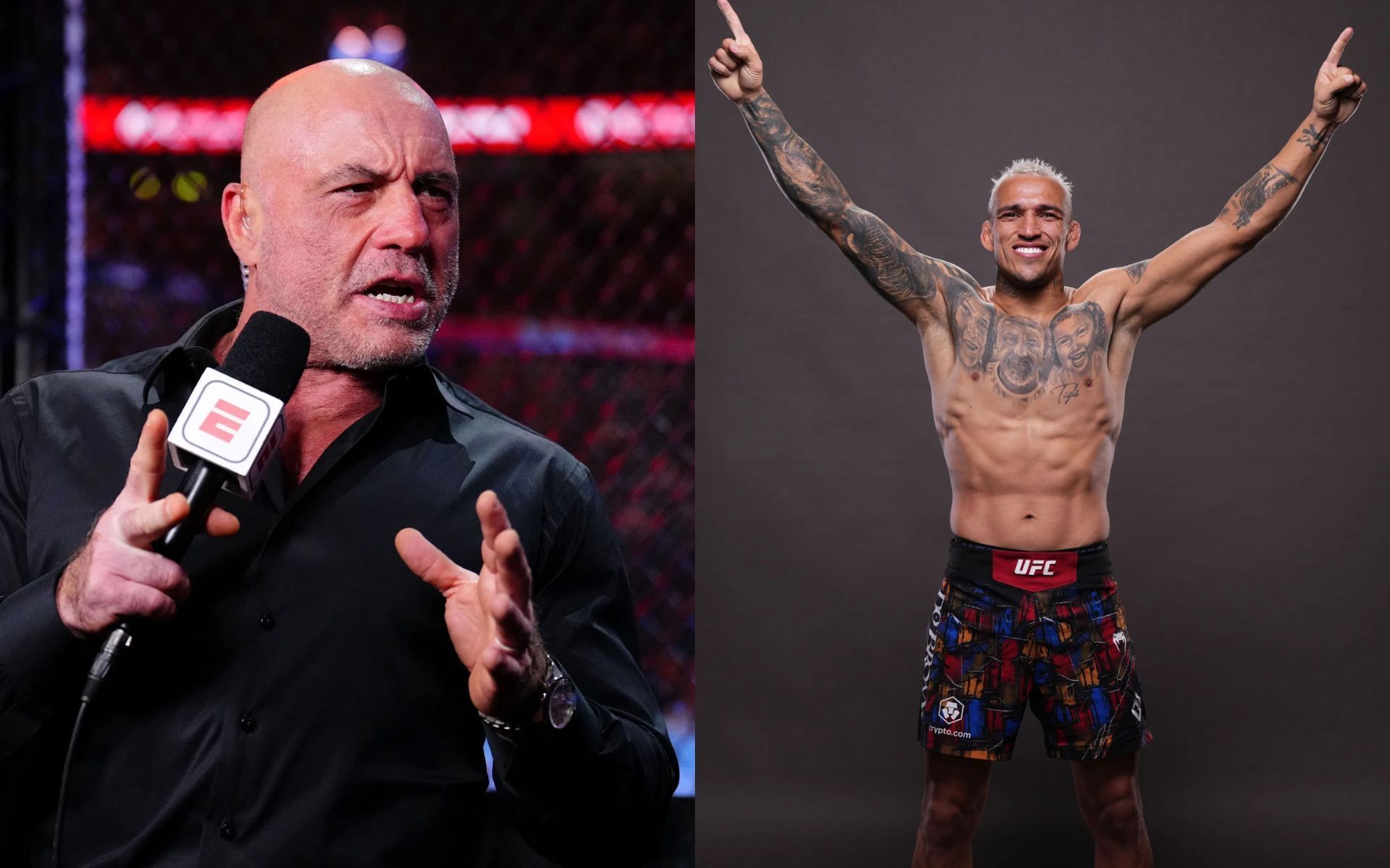 Charles Oliveira (right) celebrates UFC Rio win by referencing Joe Rogan