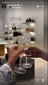 Screenshot from Biles' Instagram story.