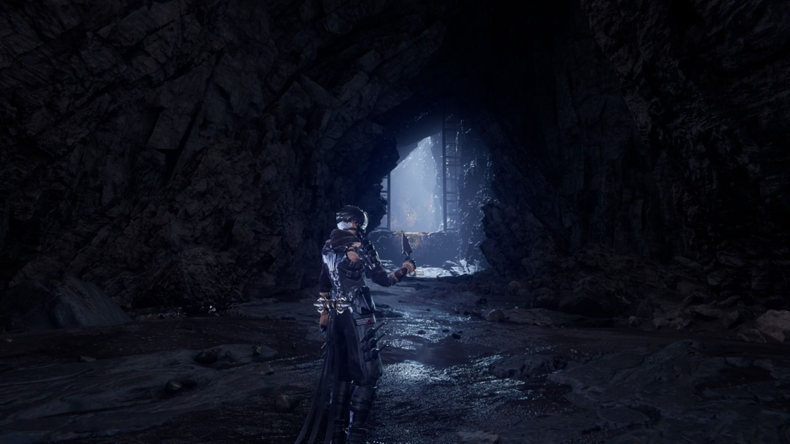 Dark Descendant walkthrough: The cavern passages lead toward the facility where the priestess is kept (Image via Team Ninja)