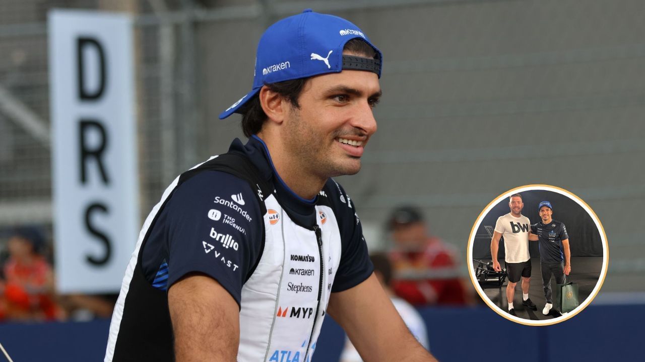 Carlos Sainz spotted with Dricus Du Plessis [Image source: Getty] [Inset via Instagram/@dricusduplessis]