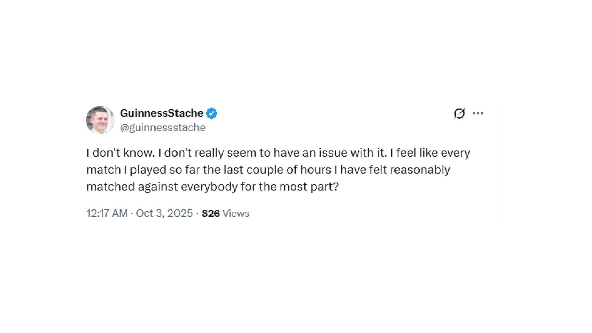 Positive feedback from a user (Image via X@guinnessstache)