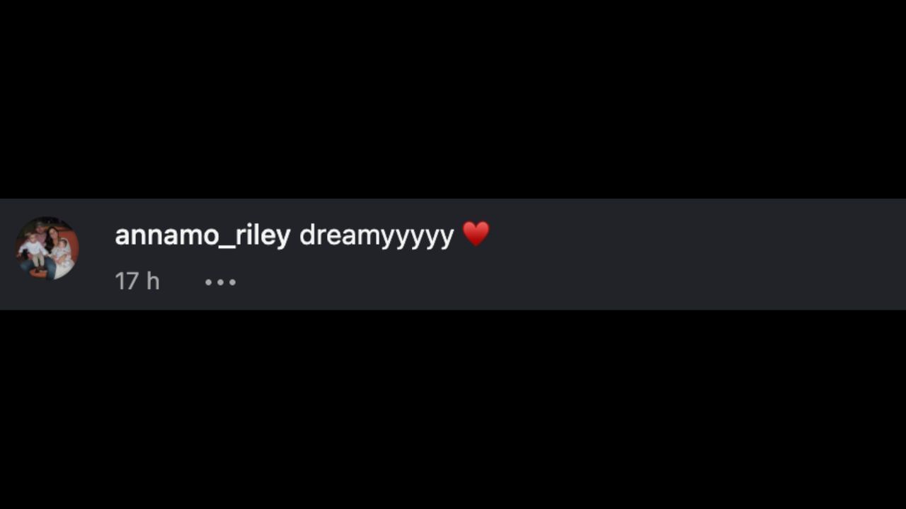 Screenshot of Anna Riley&#039;s comment on Shelby Schwellenbach&#039;s Instagram post (Image from - Instagram.com/@shelbyschwellenbach)