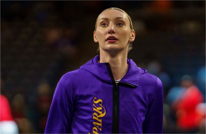 Cameron Brink turns heads in mini skirt and cowboy boots at Chargers game as LA Sparks star takes over Thunder Siren duties