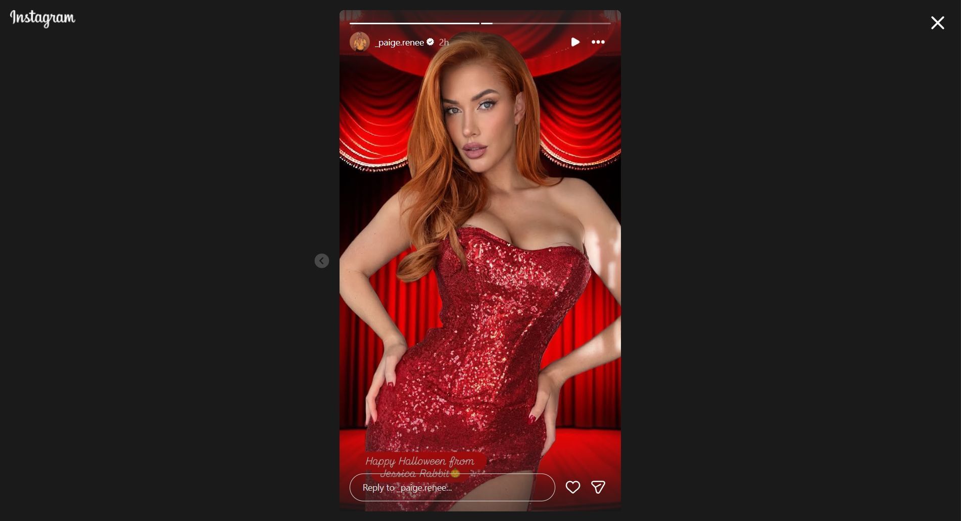 Paige Spiranac goes all red as a popular book character for Halloween 1 Still taken from Spiranac's Instagram story (Image credit: Instagram @_paige.renee)