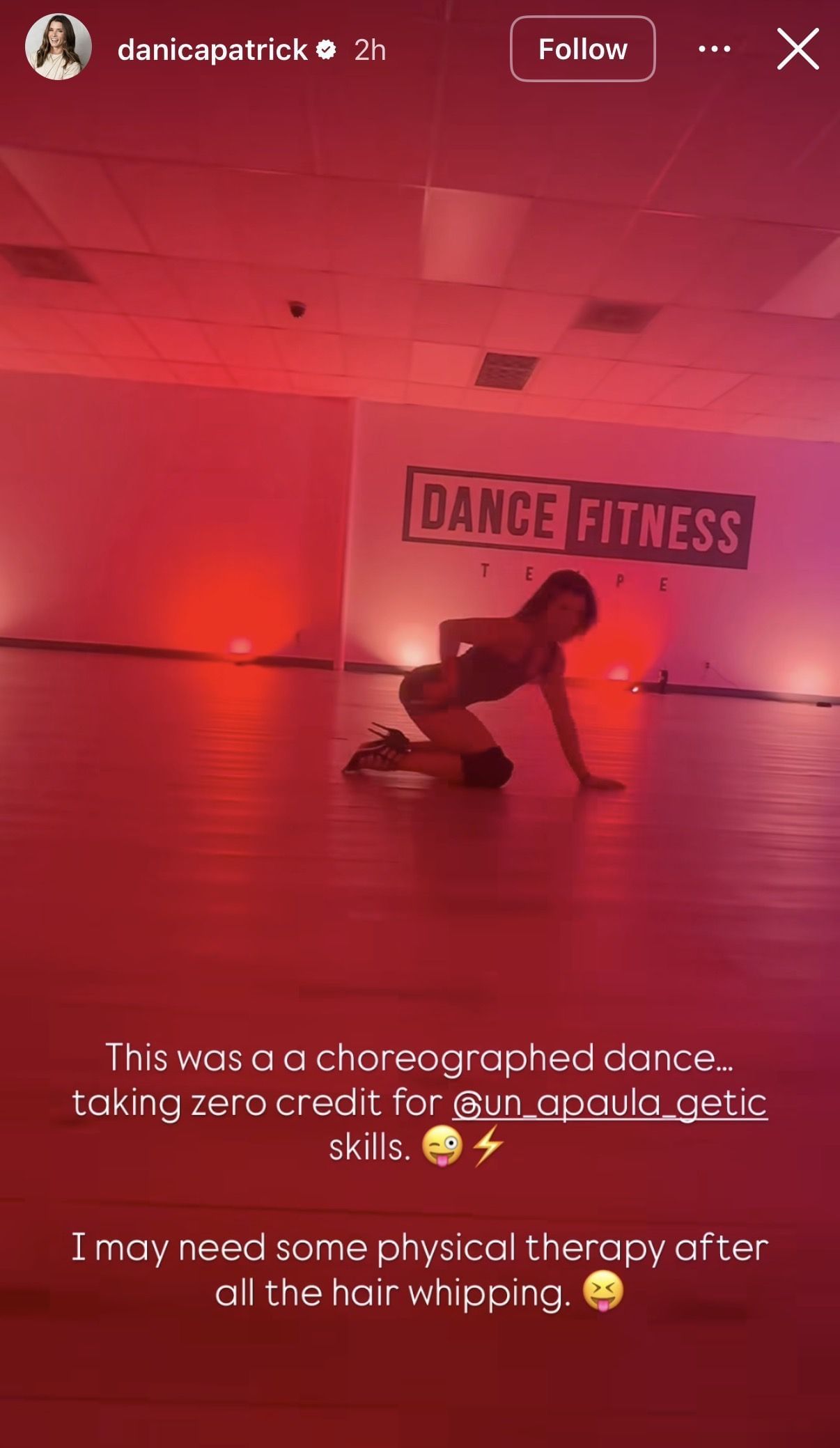 Danica Patrick&#039;s story - Screenshot via Instagram: @danicapatrick