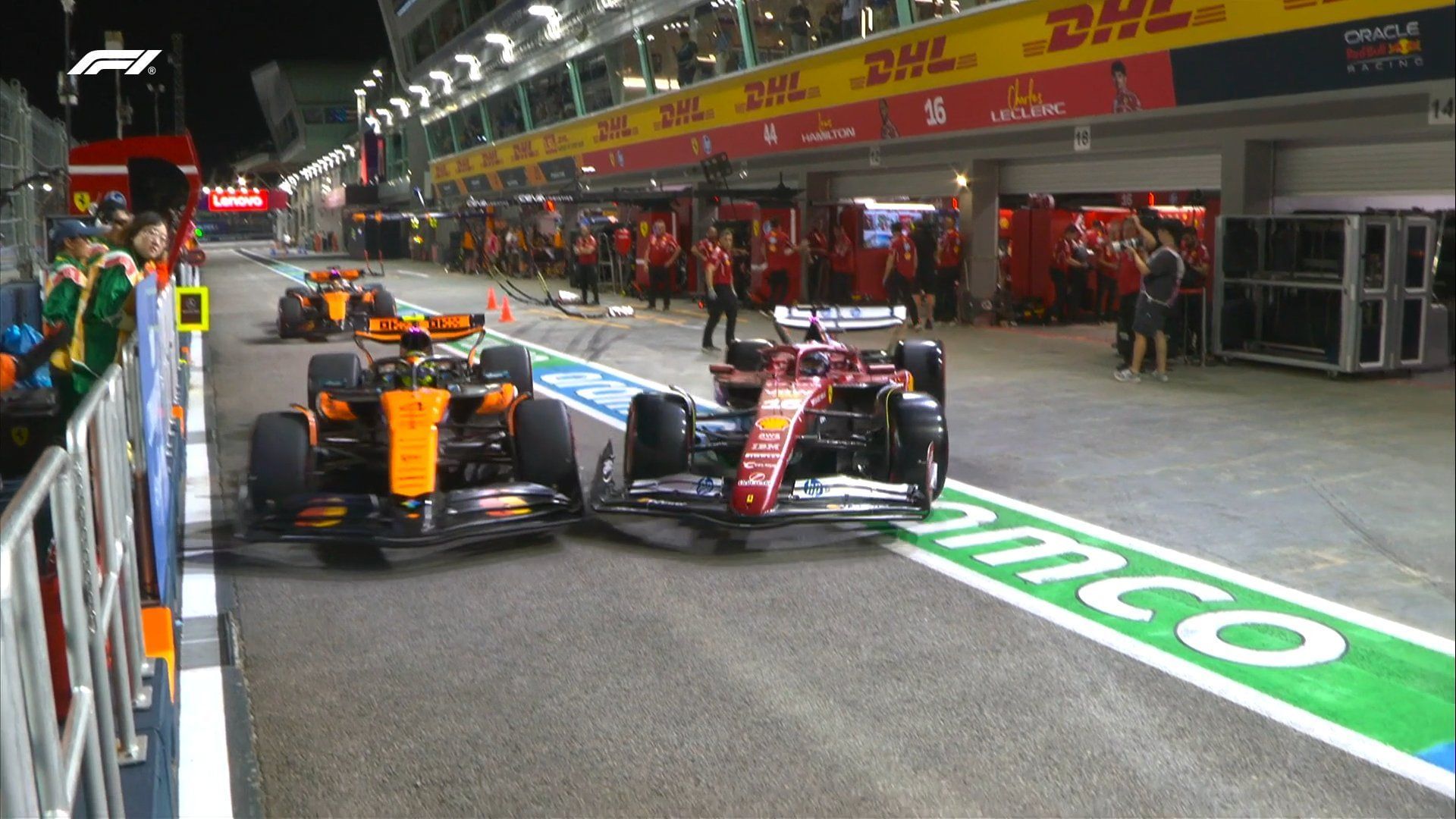 Image credits: X@F1, Lando Norris and Charles leclerc collide at Singapore GP FP2