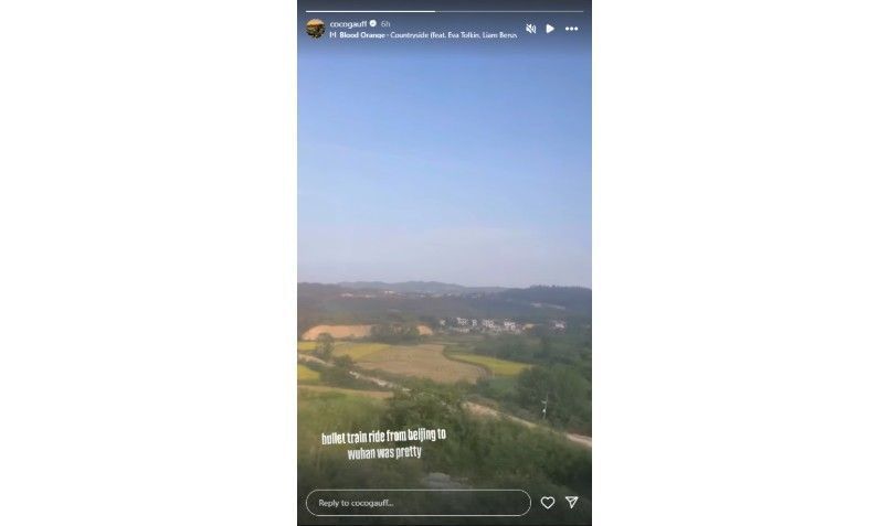Screenshot of Coco Gauff&#039;s Instagram story | Source: IG/cocogauff