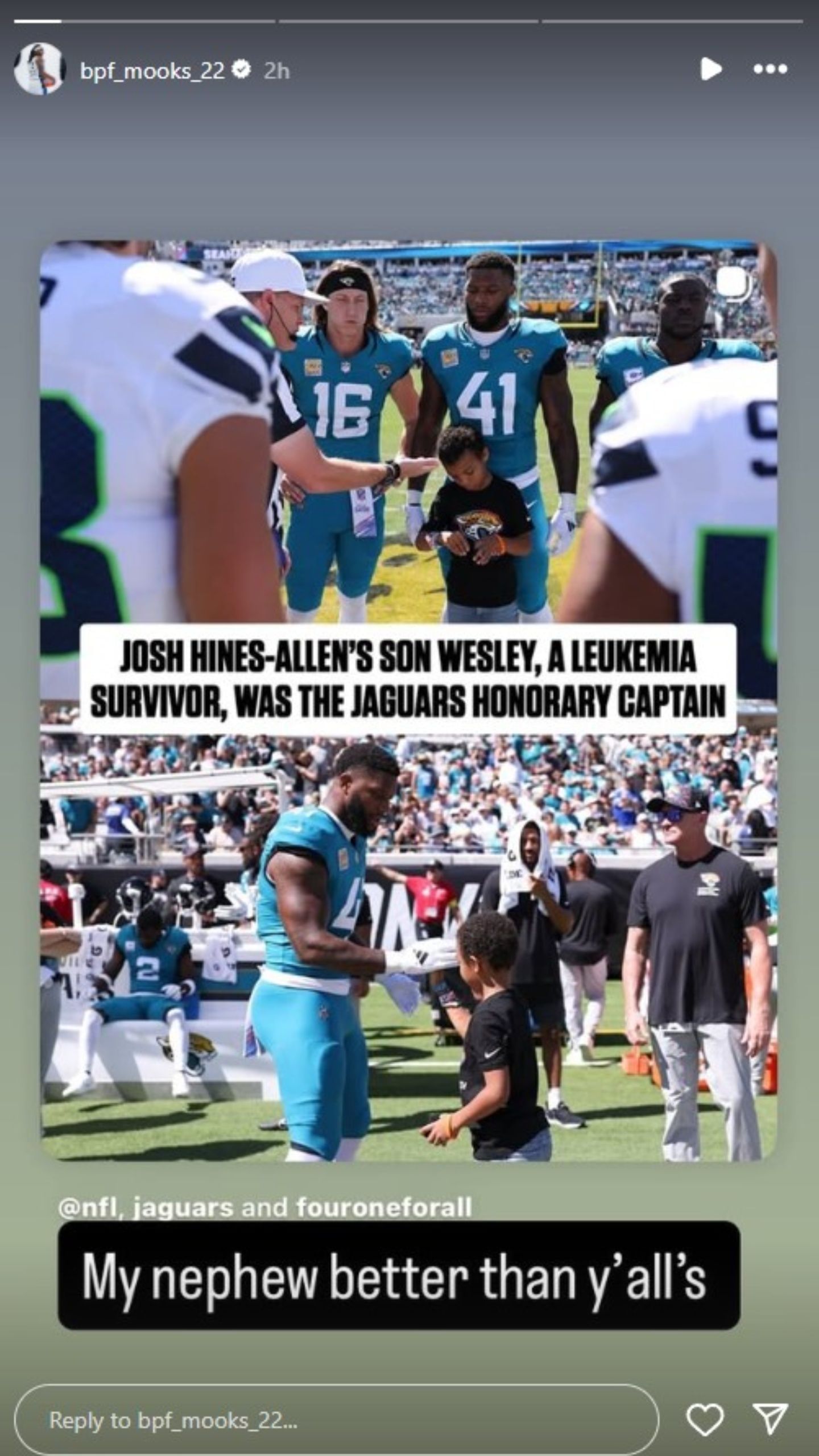 Myisha Hines-Allen posted about her nephew being cancer-free.