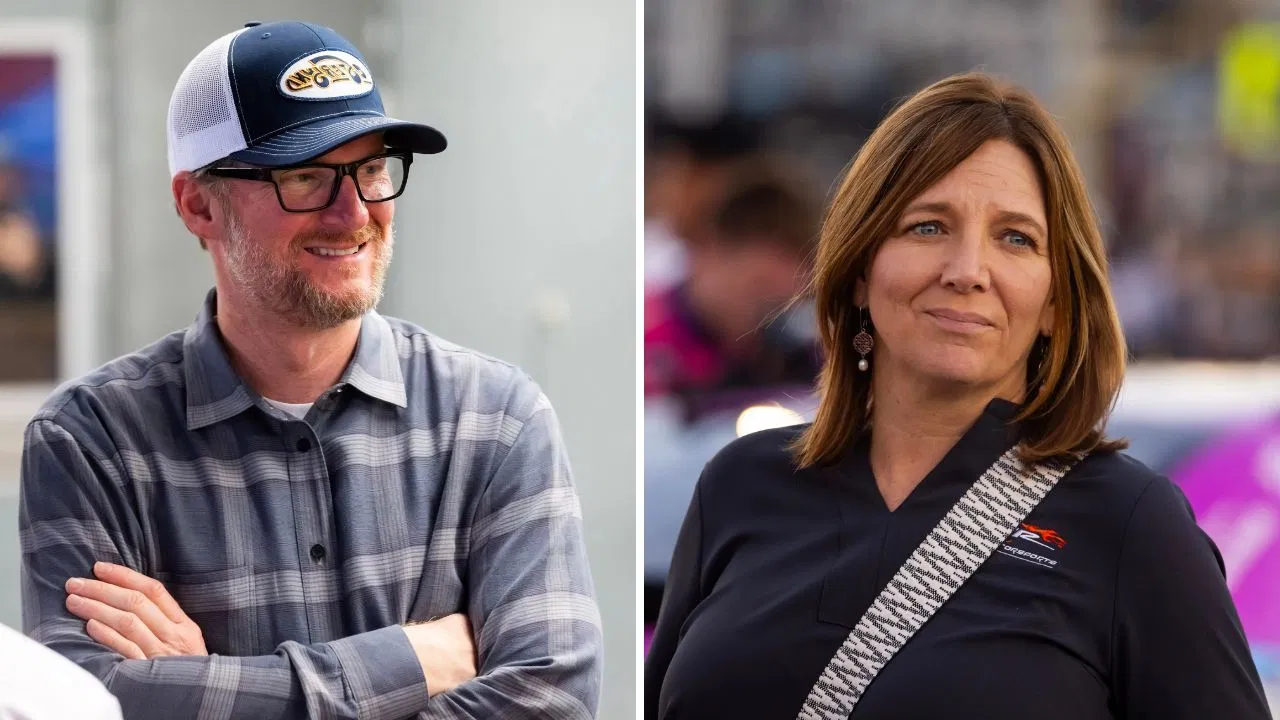 Steve Myers shares message to Dale Jr., and Kelley Earnhardt for NASCAR 25 game. Images via Imagn.
