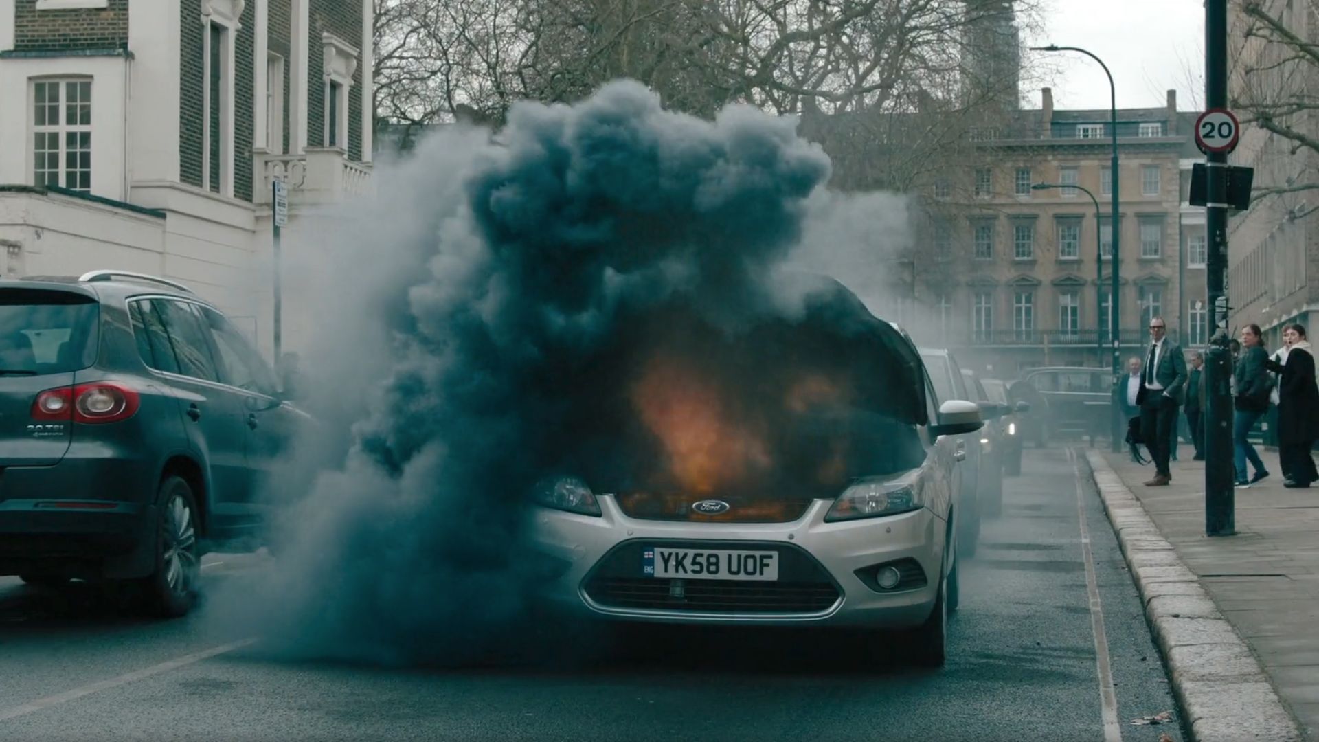 A car blows up randomly (Image via Apple TV+)