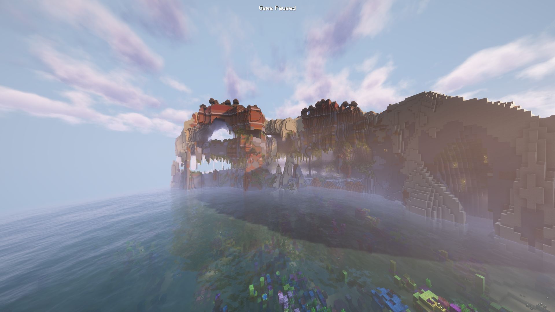 A Minecraft player finds a cliff that looks like the head of a dragon (Image via Mojang Studios)