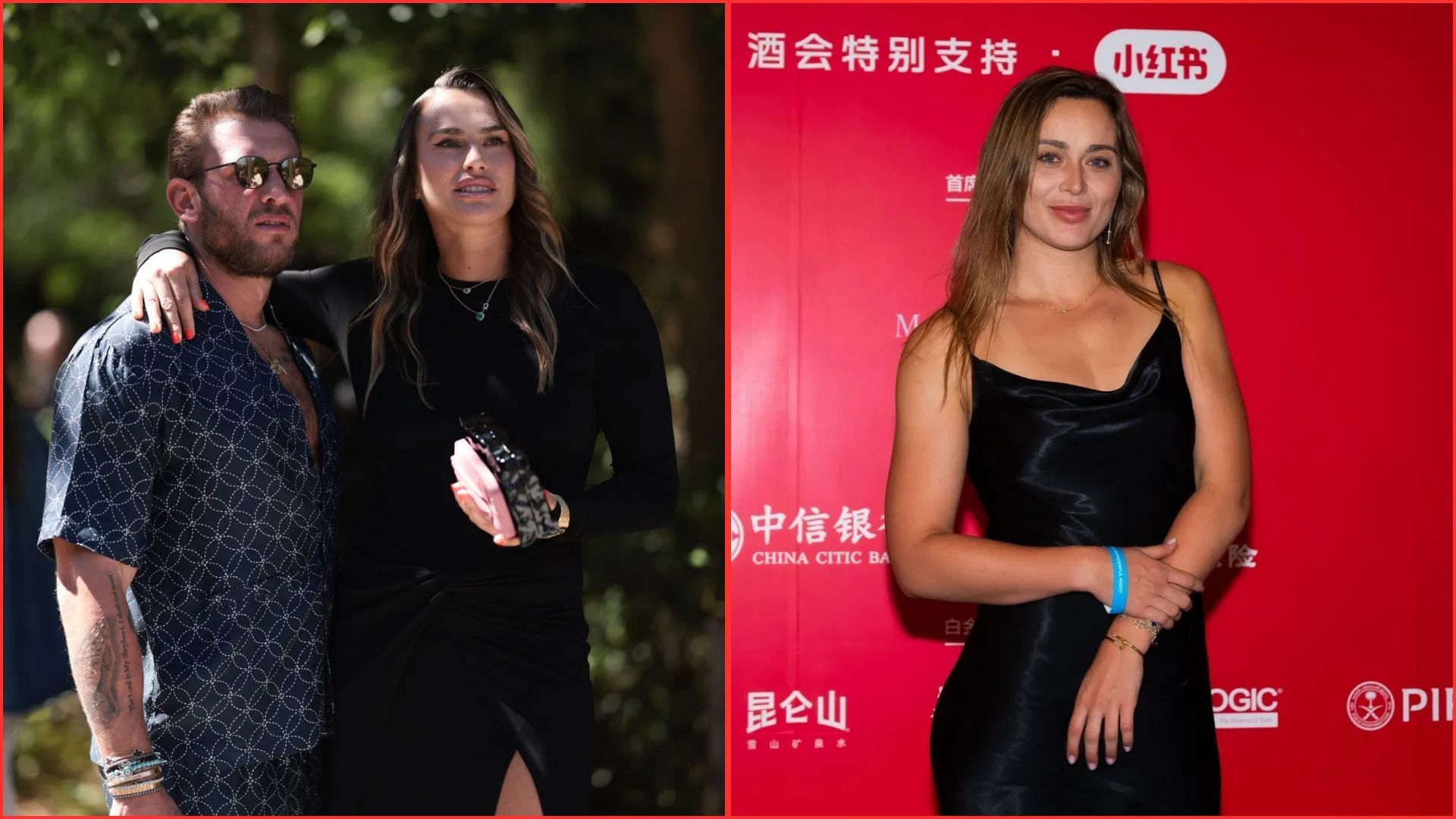 Aryna Sabalenka with her boyfriend Georgios Frangulis (L) Paula Badosa (R) | Getty