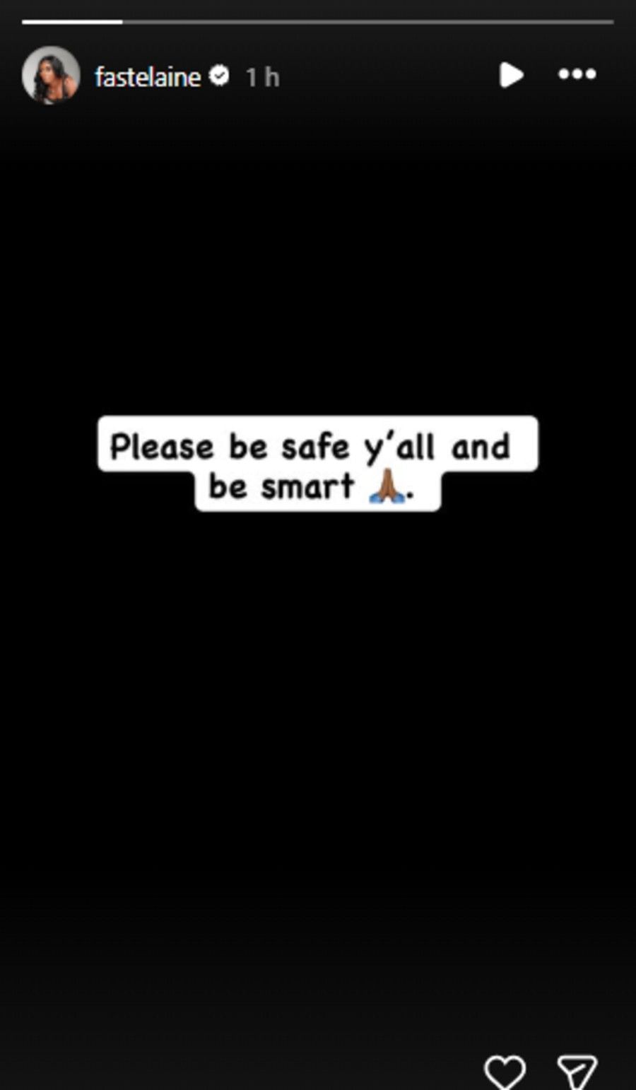 Screenshot of Thompson-Herah&#039;s Instagram story.