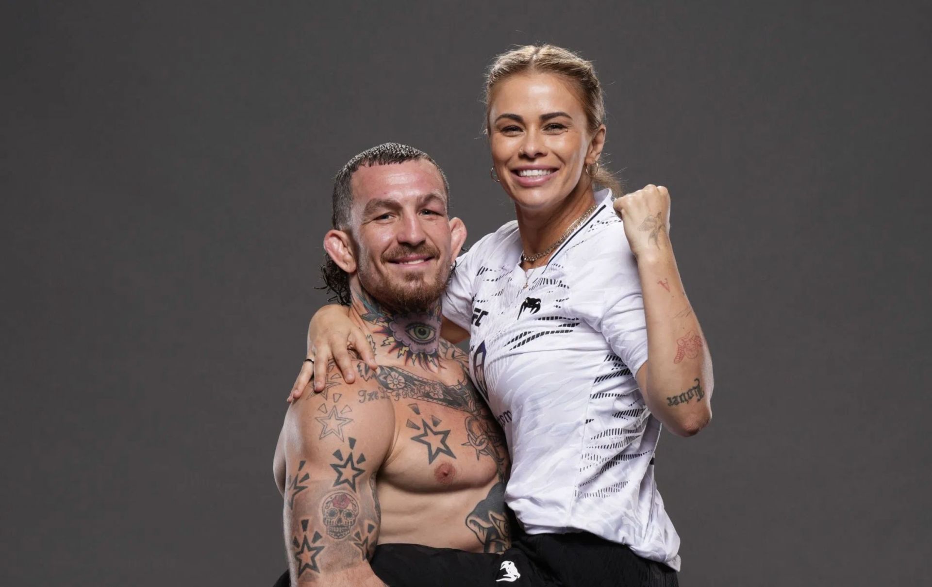Austin Vandeford (L) and his wife Paige VanZant