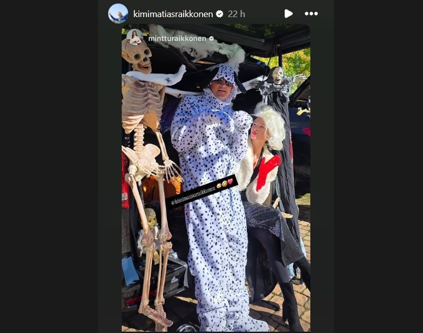 Kimi Raikkonen and his wife, Minttu, celebrate Halloween - via @kimimatiasraikkonen on Instagram