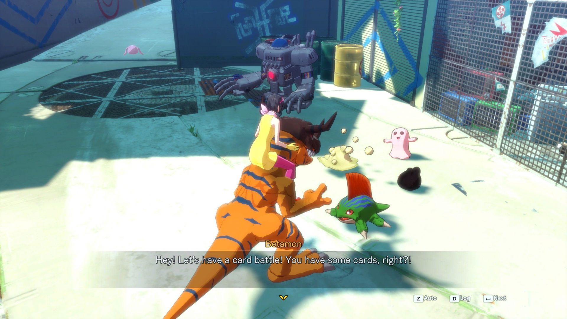 Talk to NPCs with the card battle icon to fight them (Image via Bandai Namco Entertainment)