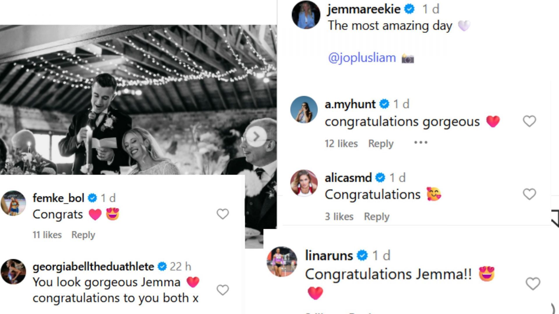 Screenshot of comments (IG/@jemmareekie)