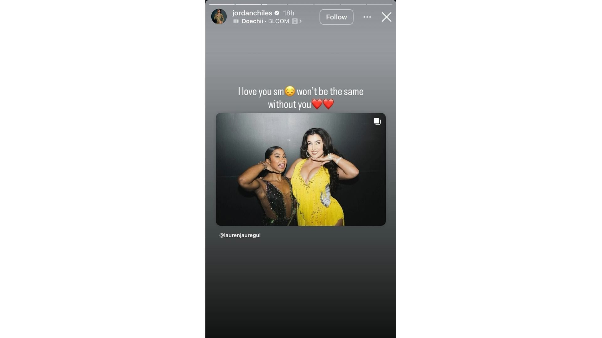Screenshot of Chiles&#039; Instagram story (Image via: @jordanchiles on IG)