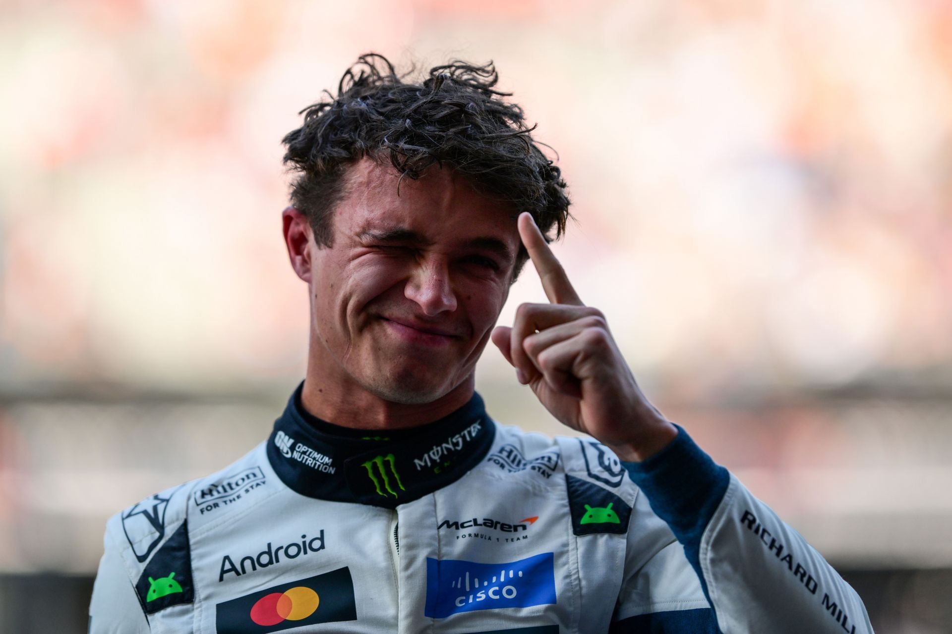 McLaren&#039;s Lando Norris after scoring the pole position for the 2025 F1 Grand Prix of Mexico - Source: Getty