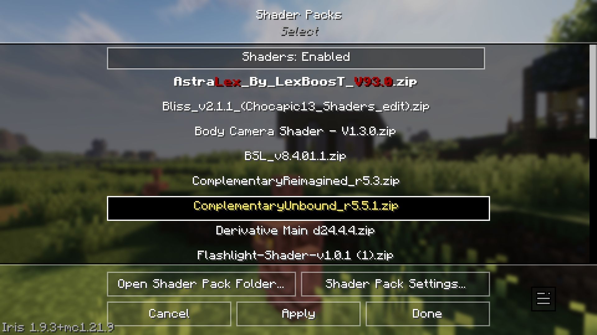 Minecraft 1.21.9 Iris Shaders lets you use an array of shaders in the game (Image via Sportskeeda Gaming || Mojang Studios)