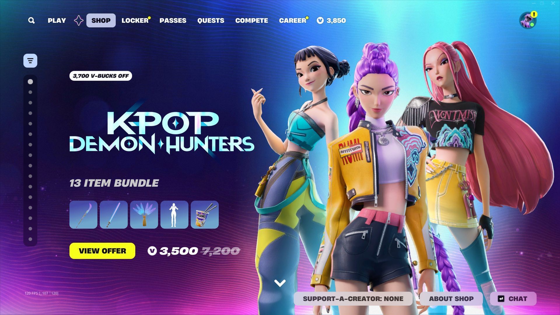 The KPop Demon Hunters skins in Fortnite are now in the Item Shop (Image via Sportskeeda Gaming || Epic Games)