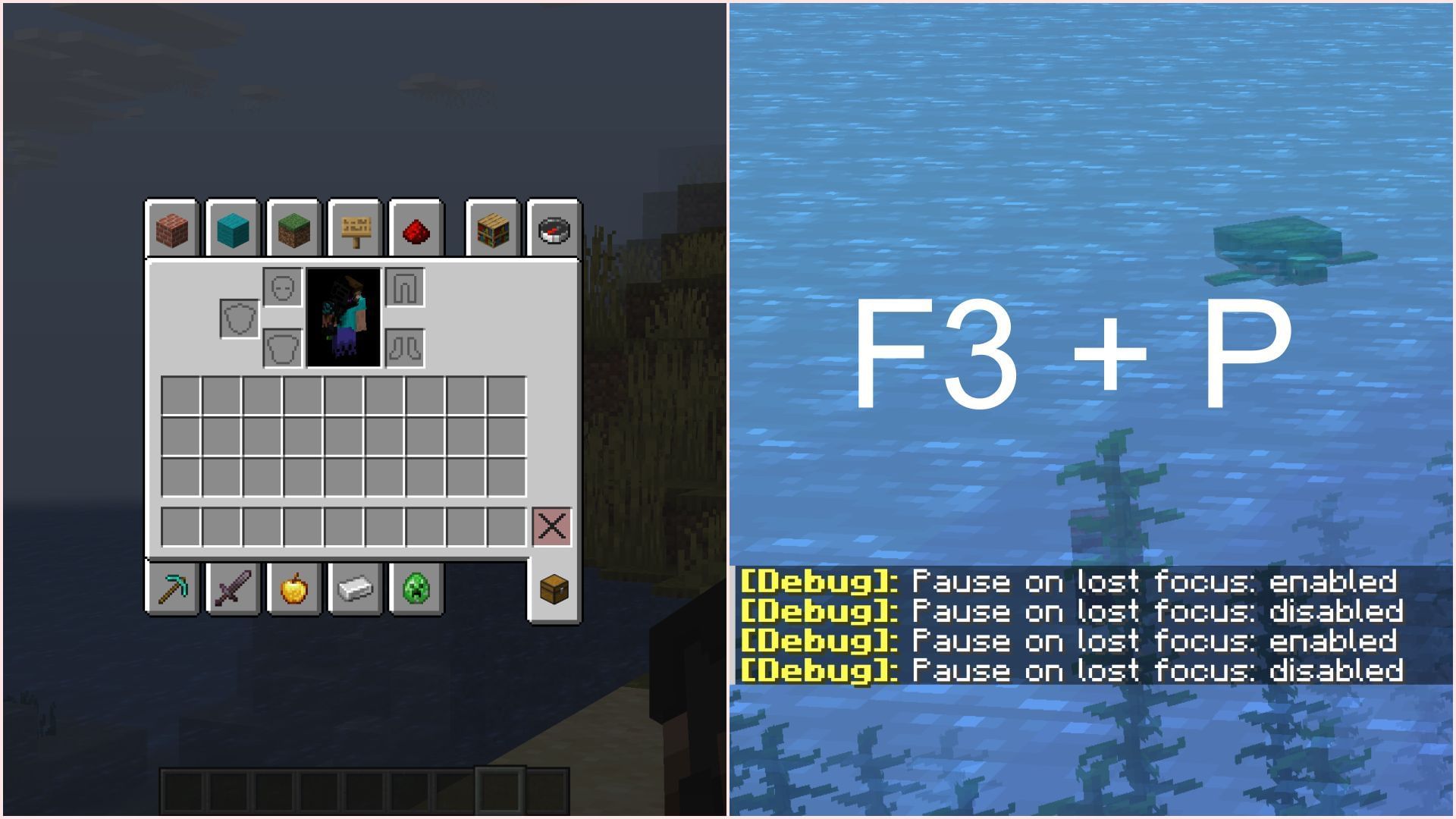 Java Edition pause menu can be prevented in two ways (Image via Sportskeeda Gaming || Mojang Studios)