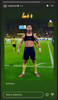 Novak Djokovic's reaction to Cristiano Ronaldo's post - Instagram/@djokernole