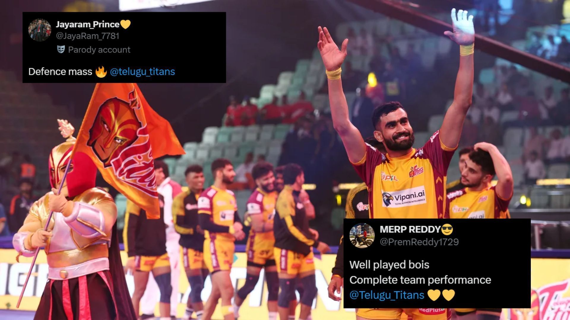 Telugu Titans beat Gujarat Giants (Image Credits: PKL &amp; @PremReddy1729,@JayaRam_7781/X)