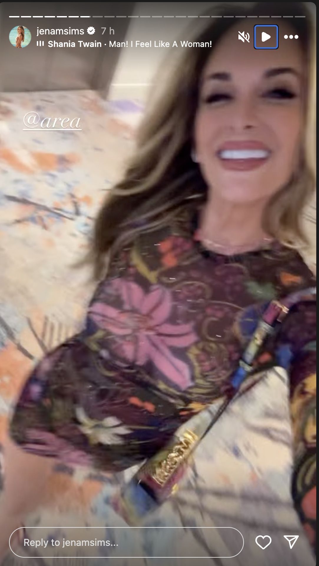 Jena Sims stuns in $625 dress from Area for the 2025 US Grand Prix event (Image via Instagram @jenamsims)