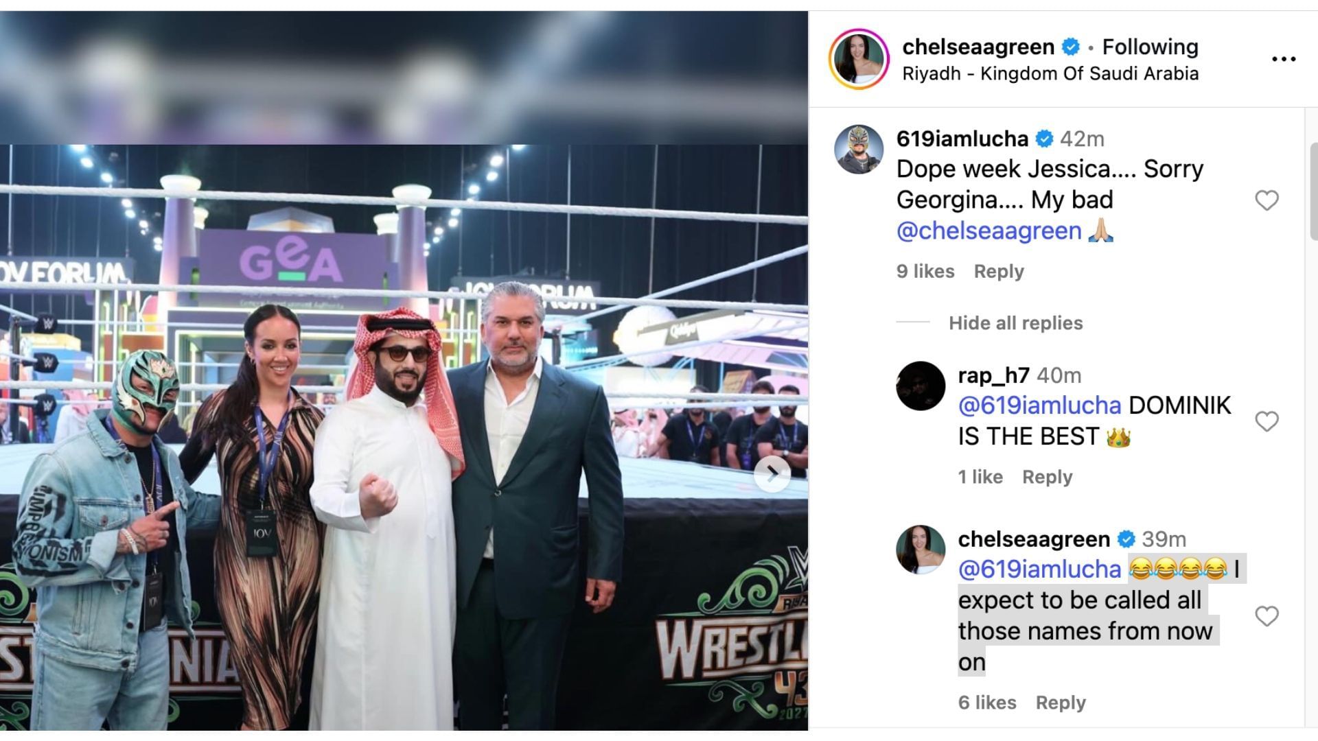 Green and Mysterio traded words on social media. [Image credit: Chelsea Green on Instagram]
