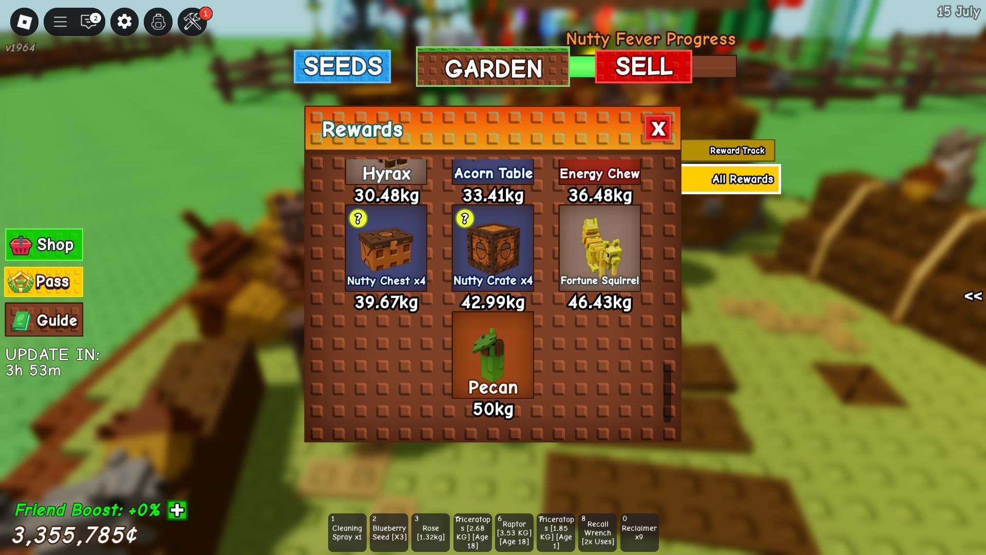 Pecan can be obtained by raising the Chubby Chipmunk&#039;s weight (Image via Roblox)