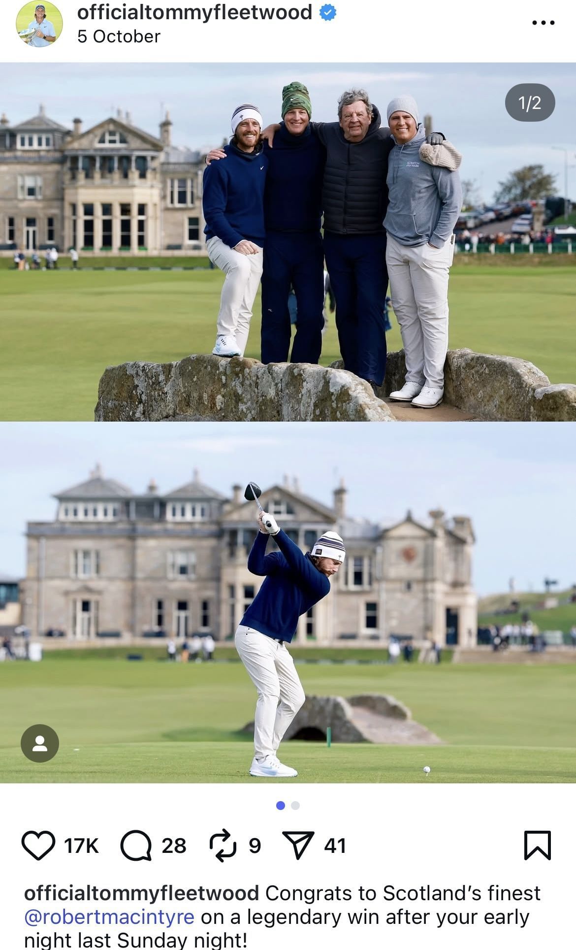 Image taken from Fleetwood&rsquo;s Instagram feed _ Image source: Instagram/@officialtommyfleetwood