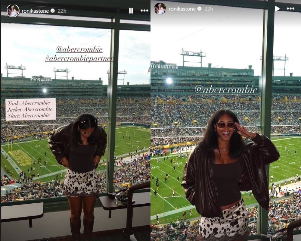 Jordan Love&#039;s wife Ronika Stone glows in leather jacket and mini skirt combo at Bengals vs. Packers Week 6 clash [IG/@ronikastone]