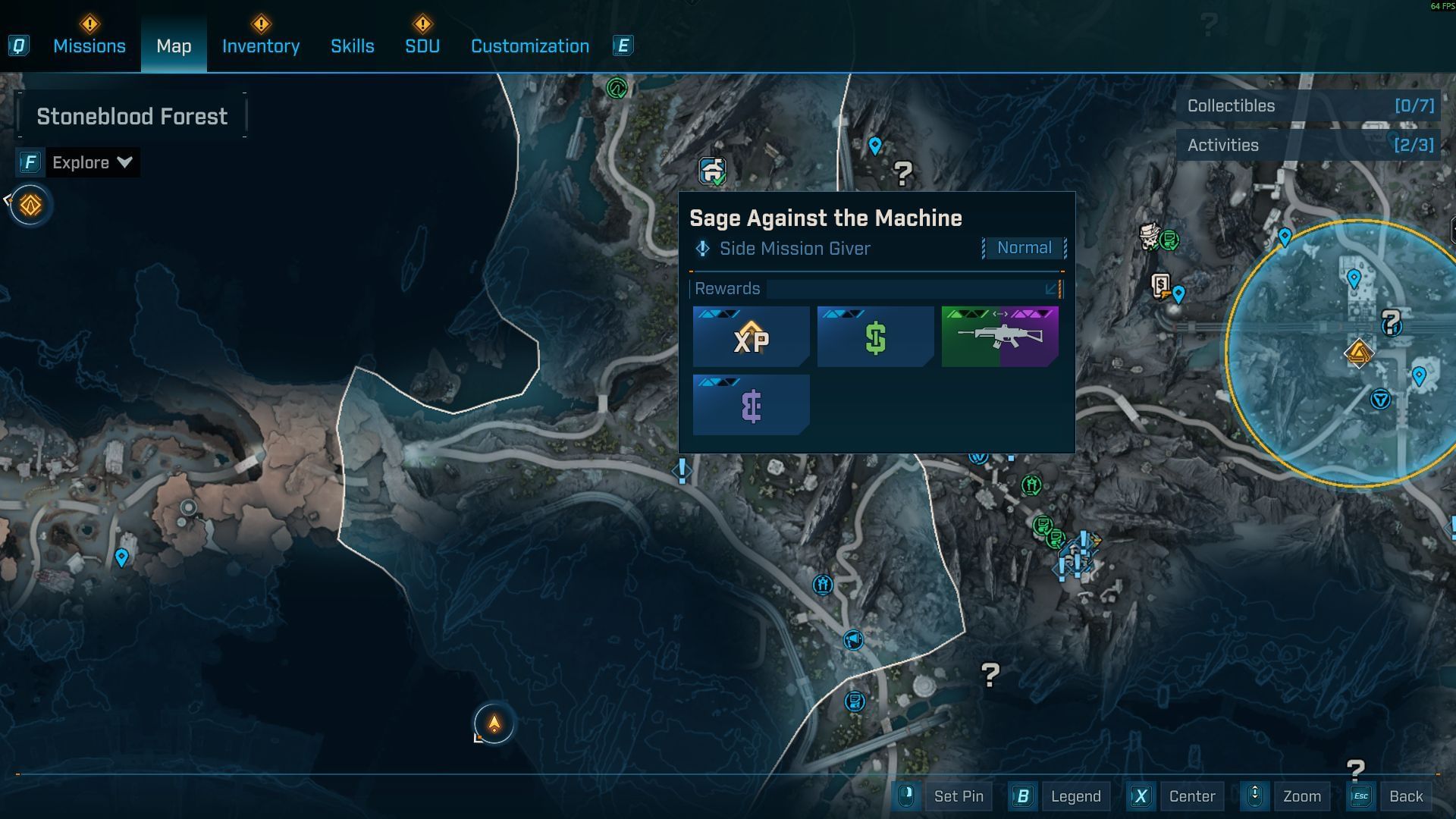Sage Against The Machine side quest location on the map (Image via 2K)