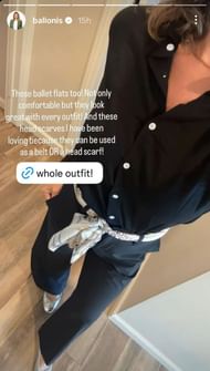 Amanda Balionis Shows Off Her All-Black Dress (via Amanda Balionis Instagram Story)
