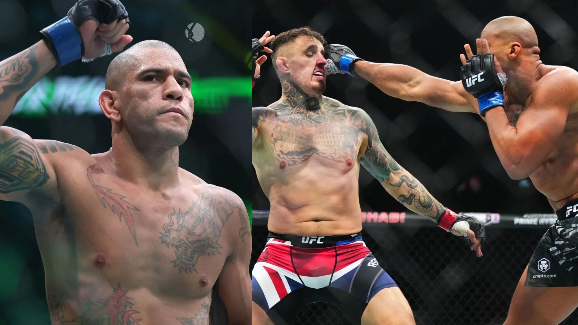 Alex Pereira (left) makes bold proposal after Tom Aspinall (middle) vs. Ciryl Gane (right) ends in a no-contest at UFC 321. [Images courtesy: Getty Images]