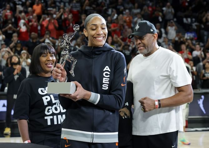 "MVP genes & drip confirmed" - WNBA fans rave over A'ja Wilson's mom flaunting sleek custom Aces jacket courtside vs Mercury
