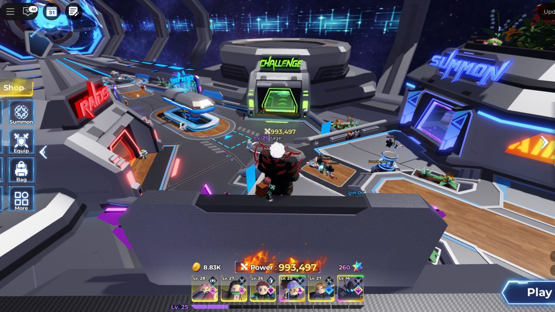 Use the teleport option to move to important parts of the lobby easily (Image via Roblox)