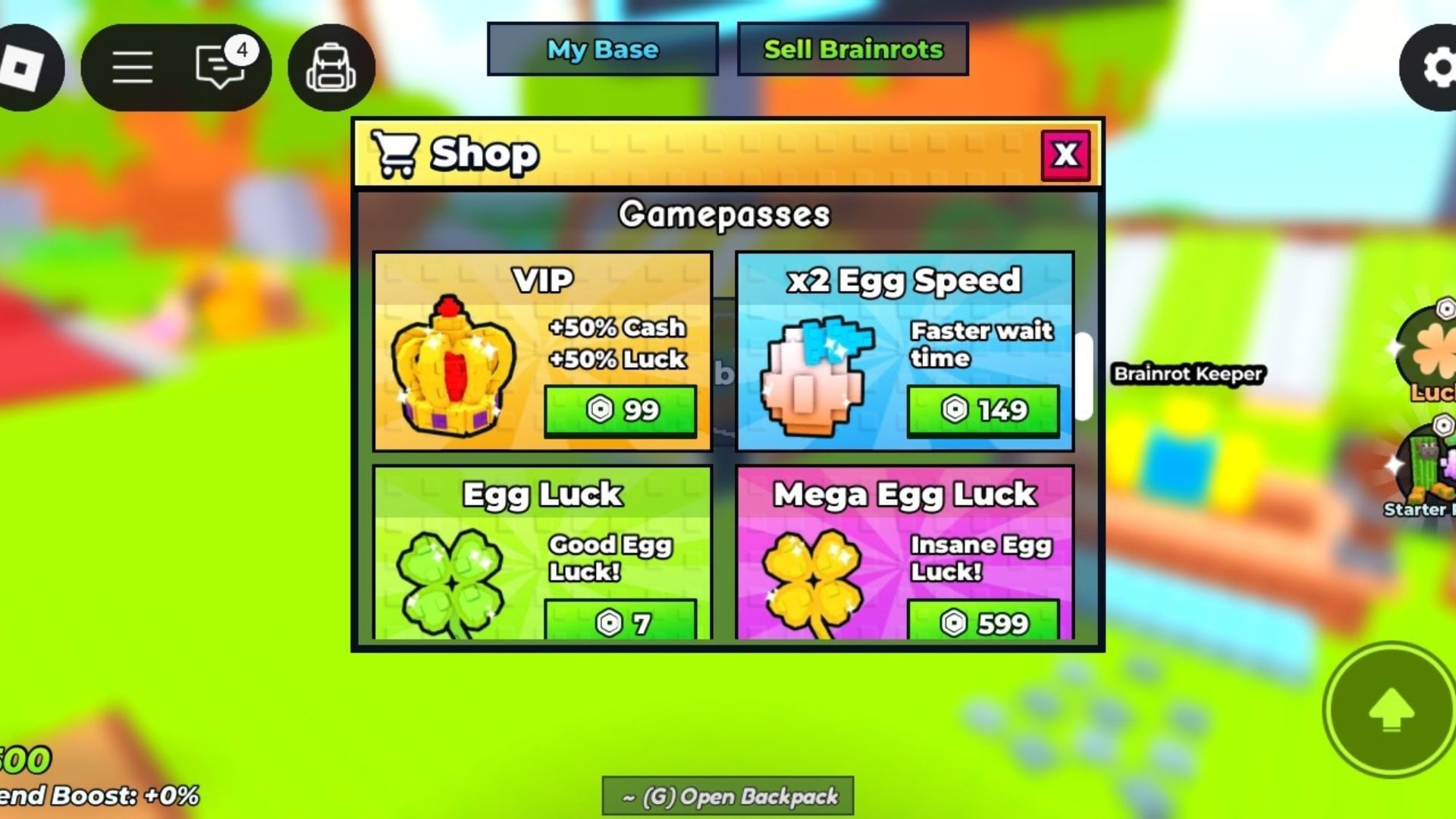 In-game shop (Image via Roblox)