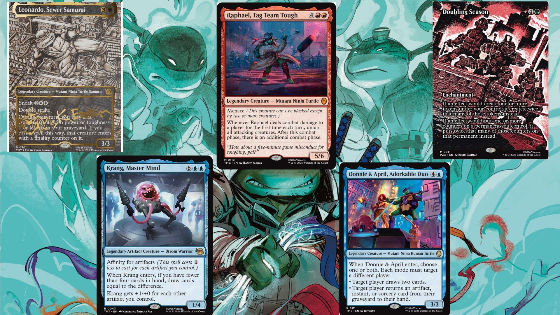 The MTG x TMNT set features some familiar friends (and foes) and some stellar throwback art (Image via Wizards of the Coast)