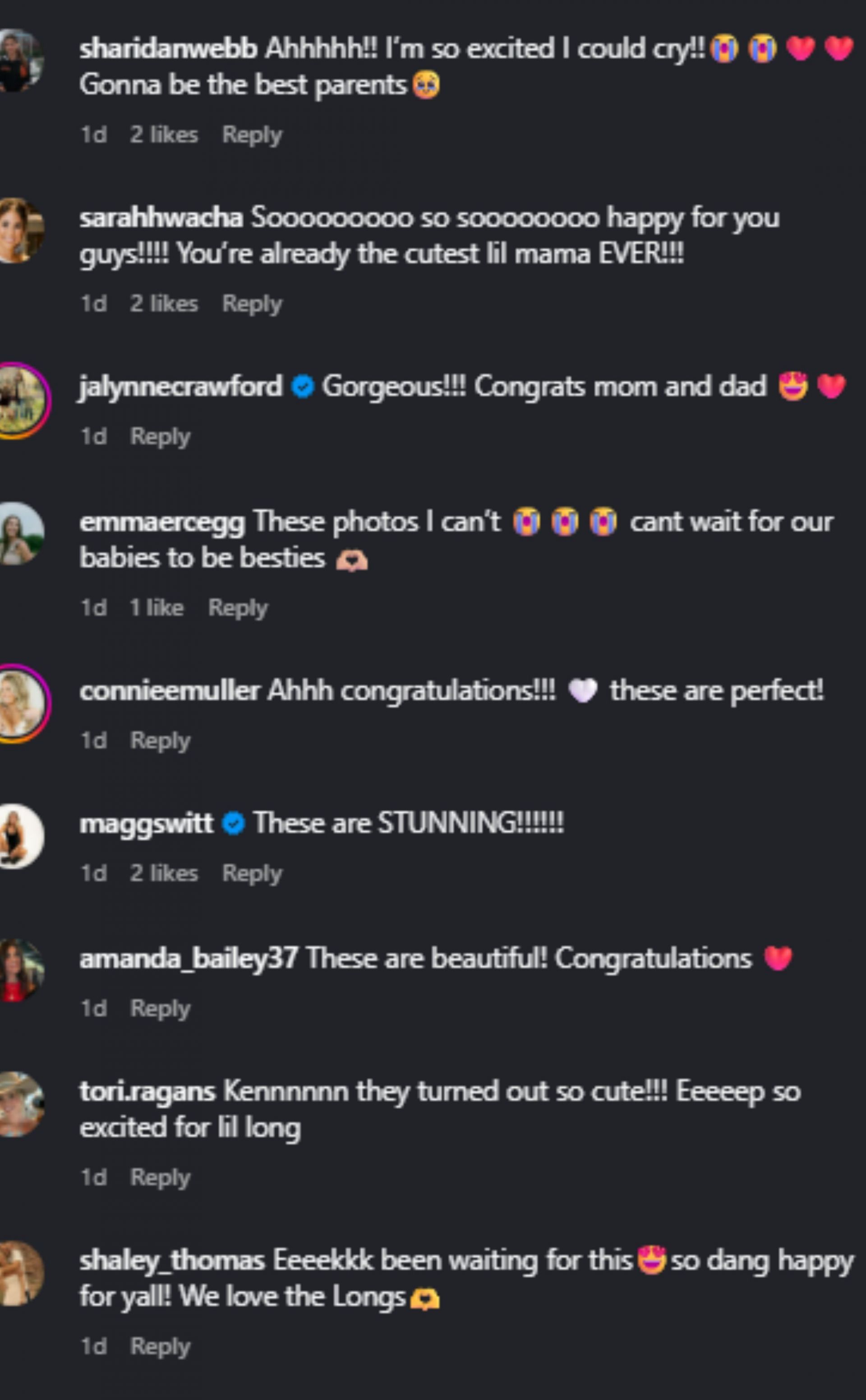 Screenshot of comments [Image Source: Instagram/kendallmlong]