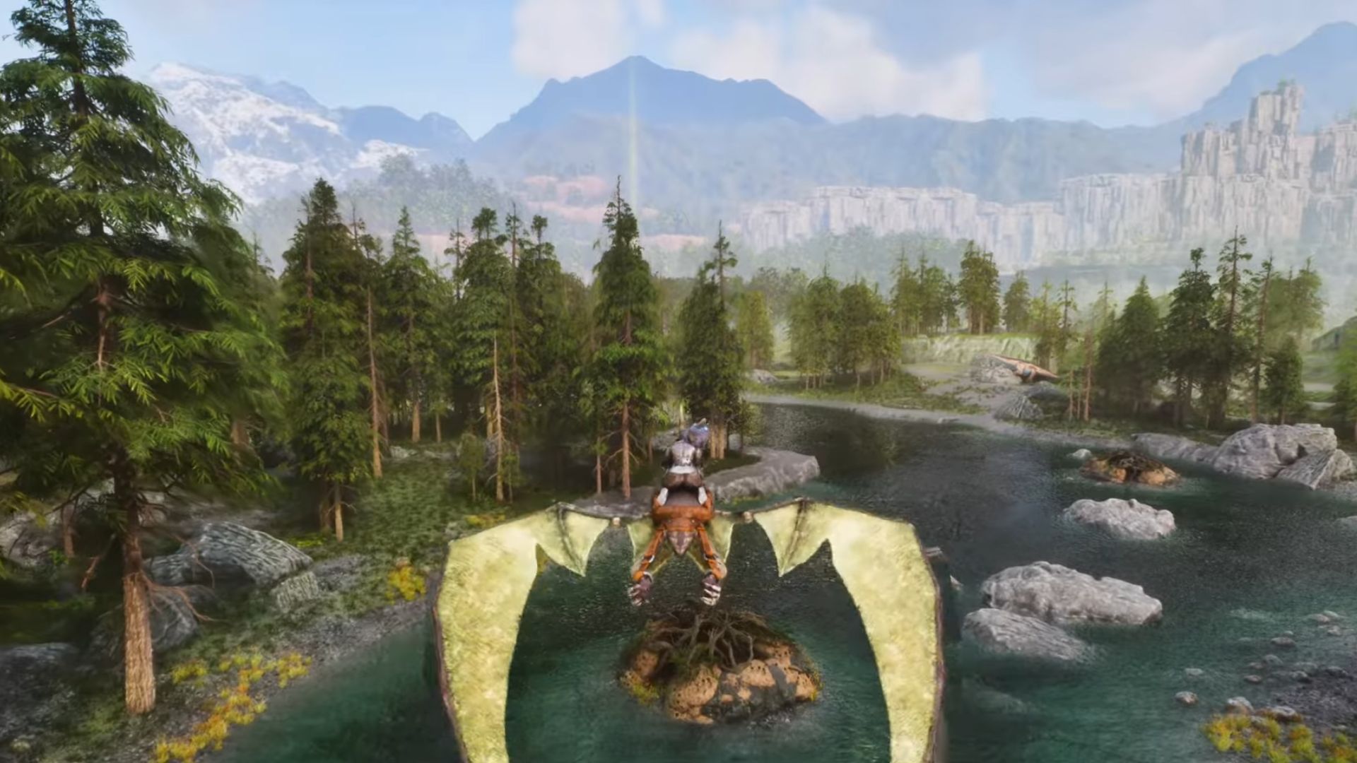 Make your way towards the lake (Image via YouTube @JonnaX || Studio Wildcard)