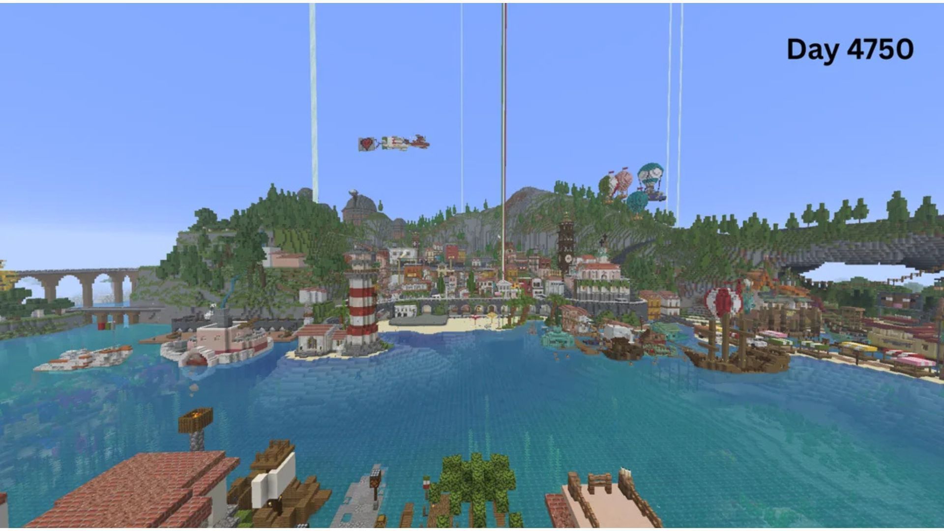 A Minecraft player made a coastal town over the course of five years 