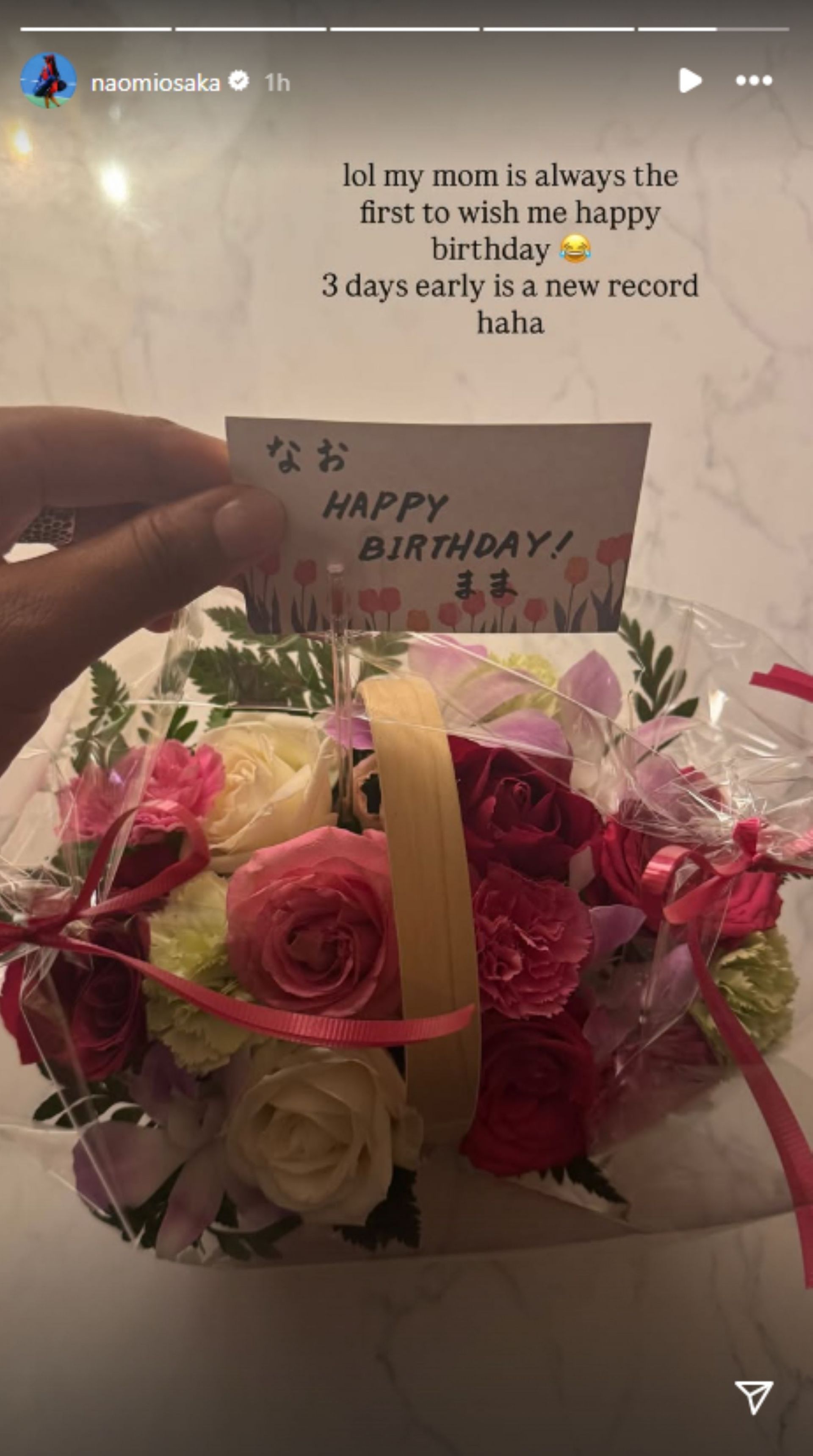 Osaka received an early birthday present from her mother Tamaki; Instagram - @naomiosaka