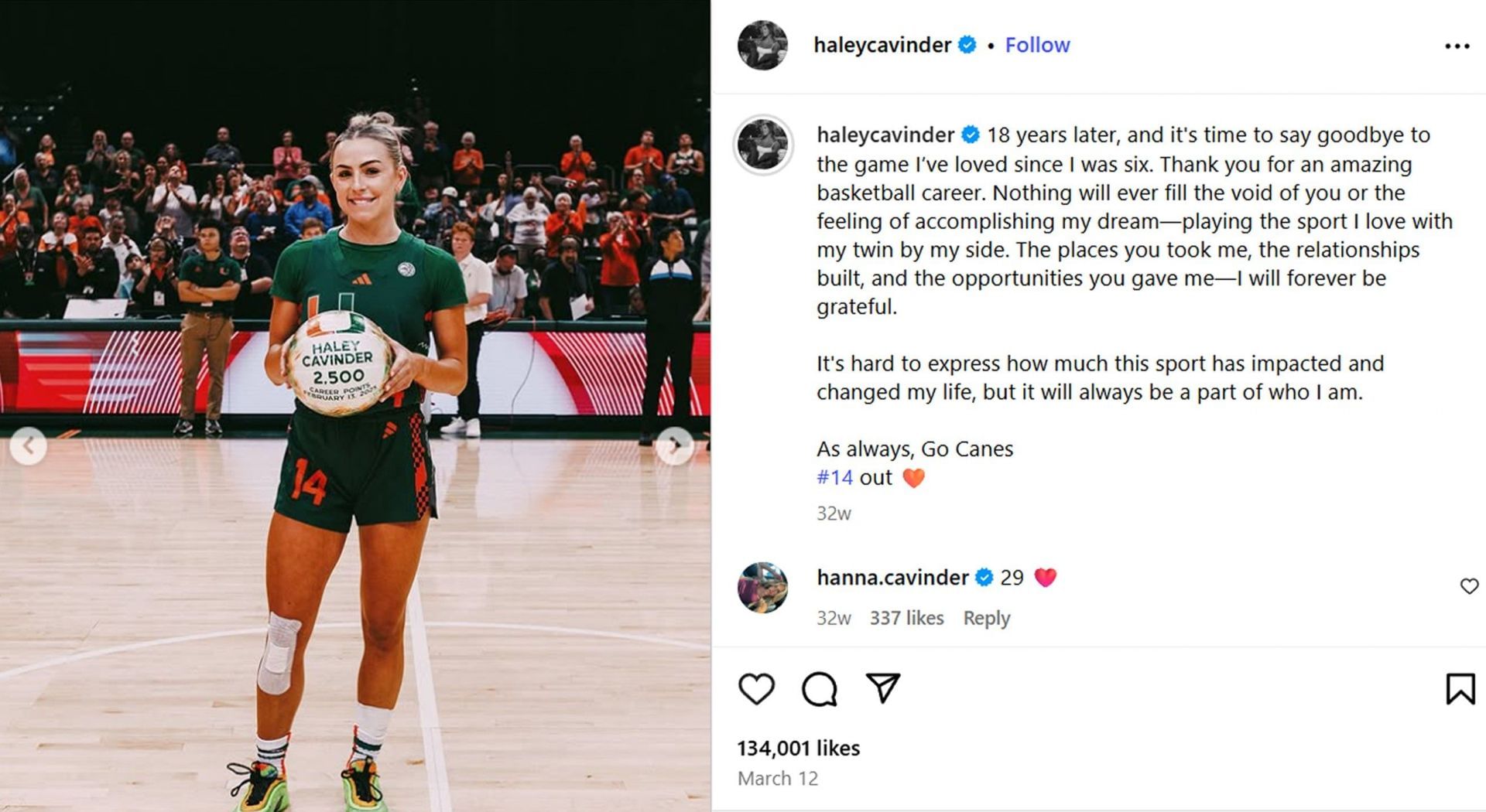 Haley Cavinder&#039;s IG post /@haleycavinder