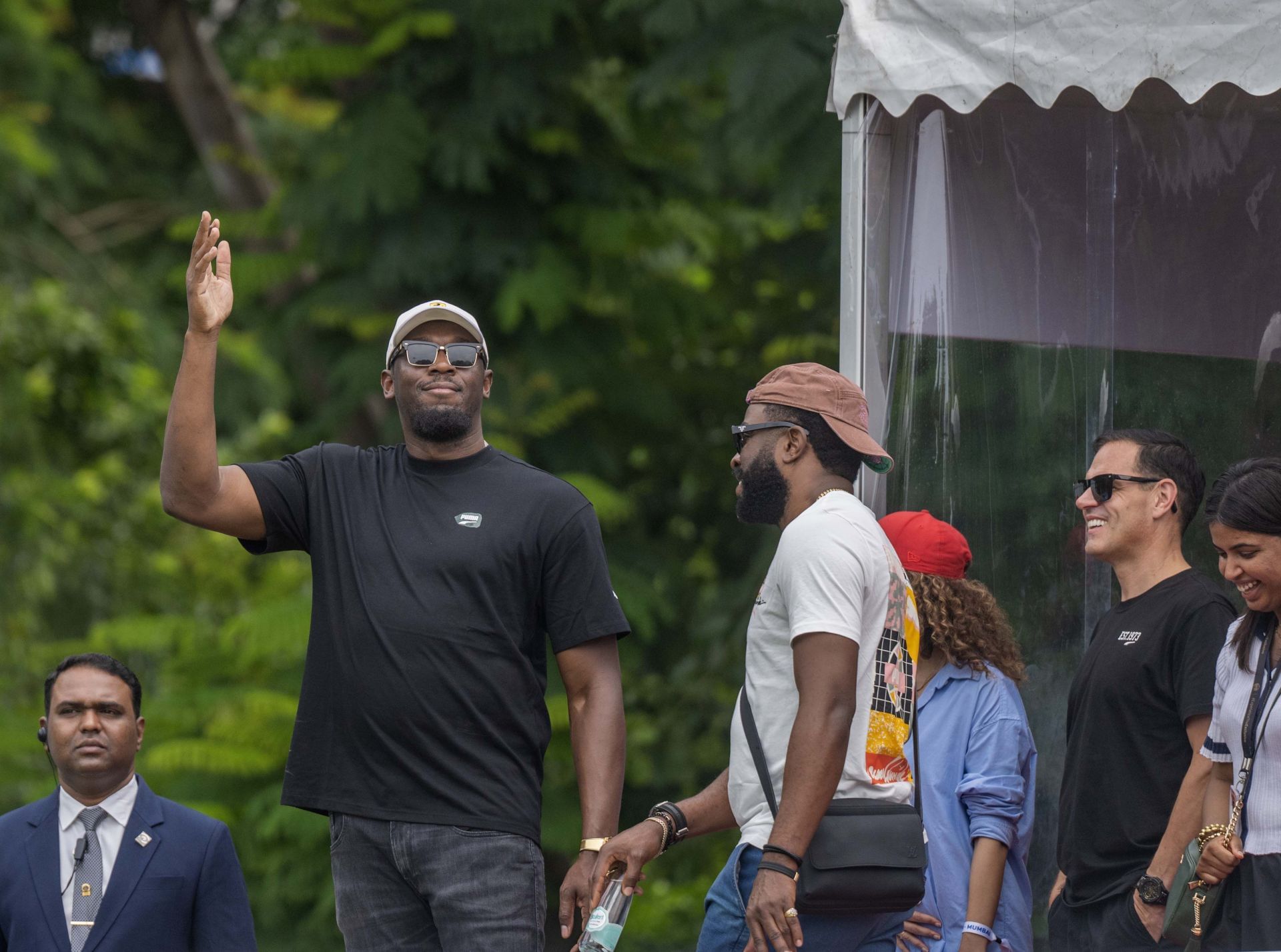 Usain Bolt during his visit to Jamnabai Narsee School in Mumbai, India. (Photo by  Getty Images)